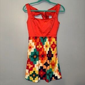 Vintage Judith March Tie Back Aztec Mini Dress Size Small